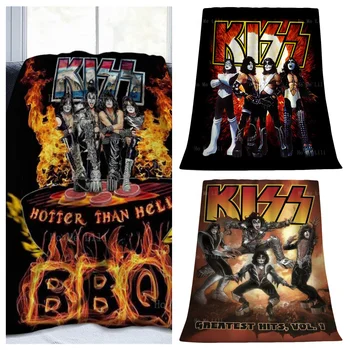 Рок-группа Kissing Metal, плакат с ретро-позой, Классические комиксы, хард-рок Музыкант, Фланелевое одеяло на все времена года