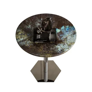 Итальянский Мягкий Роскошный Мраморный столик Легкий Роскошный круглый стол высокого качества Каменная Плита Маленький Журнальный столик