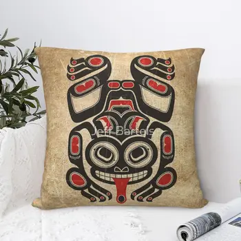 Красная и черная наволочка Haida Spirit с древесной лягушкой, наволочка, летние наволочки, наволочки, чехол на подушку