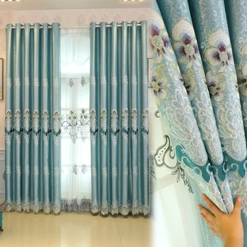 Вышитые шторы в новом европейском стиле, Бархатная ткань для штор с вышивкой, многоцветные плотные шторы Cortina для гостиной