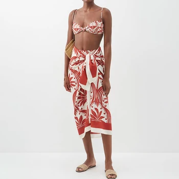 Бикини с винтажным модным принтом, купальники с высокой талией, раздельный купальник, купальник на завязках, летняя пляжная одежда Micro Slim 2023