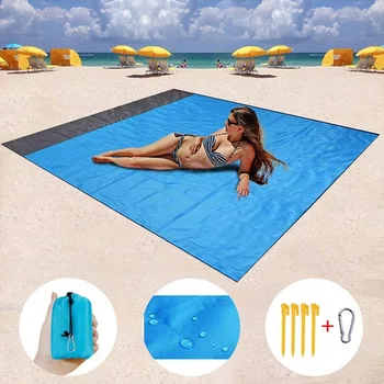 Большие пляжные полотенца против песка, коврик длиной 200 см, пляжное одеяло без песка, карман для пикника, защищающий от ветра.