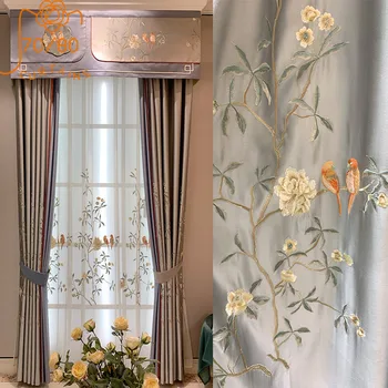 Новые высококачественные шторы с имитацией глянцевой вышивки в китайском стиле для спальни, гостиной, кабинета, украшения виллы