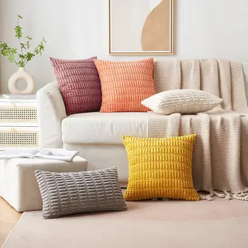 Бархатный чехол для диванных подушек, чехлы для подушек Ins Home Decor, чехол для поясных подушек для офисного кресла, однотонный декоративный