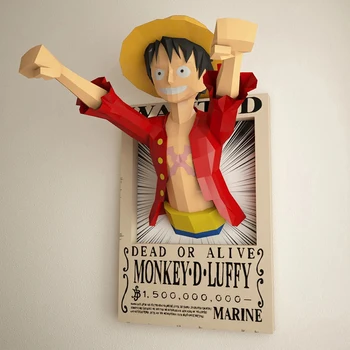 3D Бумага Papercraft One piece Monkey D Luffy Гостиная, Настенная Столовая, Декор Для Спальни Мальчиков, Игрушки 