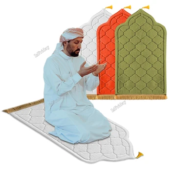 Фланелевый молитвенный коврик, одеяло для поклонения, коленопреклонение, ковры для пола с тиснением, Нескользящий Мягкий Портативный дорожный молитвенный коврик, подарок на Рамадан