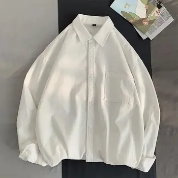 Весенне-Осенние Хлопчатобумажные Белые Рубашки Мужские С Длинным Рукавом Мужские Рубашки Черные Элегантные Рубашки для Мужчин
