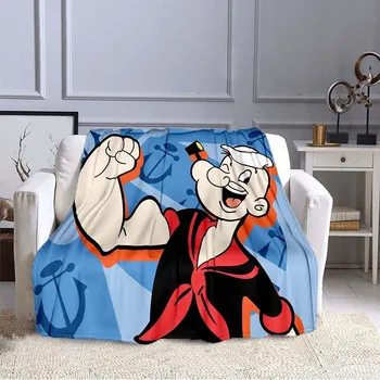 Теплое одеяло с рисунком моряка из мультфильма, фланелевое одеяло, покрывало для дивана, стула, дорожное одеяло, одеяла для кроватей