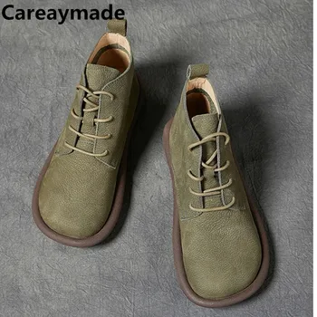 Careaymade-Женские полусапожки из натуральной кожи на мягкой подошве и кожаные тонкие ботинки в западном стиле из денима, удобные женские ботинки ручной работы