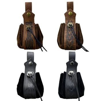 Средневековый кожаный пояс, сумка на шнурке, аксессуар для косплея и вечеринки на Хэллоуин