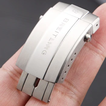 Блестящая Серебряная пряжка 18 мм 20 мм из нержавеющей стали С регулируемой застежкой для ремешка Breitling, Резиновый ремешок для часов, Аксессуары