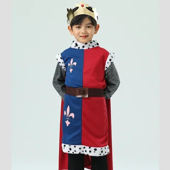 Детский Фэнтезийный косплей-костюм средневекового короля для детей Король Артур Для мальчиков Рождественский карнавальный костюм для вечеринки в подарок