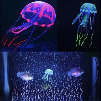 Имитация Орнамента в виде Медузы Искусственный Светящийся Аквариум с Рыбками Ландшафтный Декор Аквариум Силиконовые Морские Тропические Плавающие Рыбы