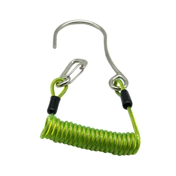 Крюк для рафтинга с одной головкой, рифовый крюк из нержавеющей стали, спиральный пружинный шнур, аксессуар для безопасности дайвинга - зеленый