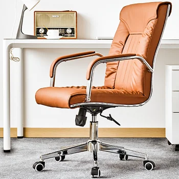 Эргономичное офисное кресло для руководителей, Кожаная подушка для спинки, Регулируемое Рабочее Вращающееся кресло, Профессиональная мебель для отдыха