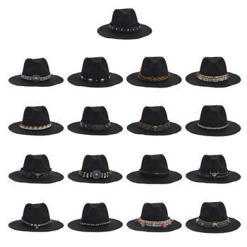 Новая Этническая Шляпа Веревочный Декор Ковбойская Шляпа для Женщин И Девочек Дышащая Ковбойская Шляпа Нескольких Типов Войлочная Шляпа