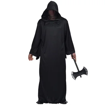 Костюм на Хэллоуин Крутой Воин в черном Косплейном костюме Унисекс Death Cloak