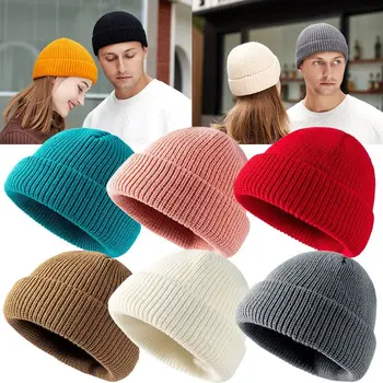 Вязаная шапочка с манжетами в стиле хип-хоп, подарок, Y2k, зимняя теплая вязаная шапка, шапка Ins, шерстяная акриловая шапочка рыбака, мужская женская