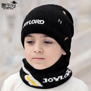 Новая детская шерстяная шапочка для родителей и детей с вышитыми буквами, осенне-зимняя вязаная шапка, костюм для мальчика, шляпа