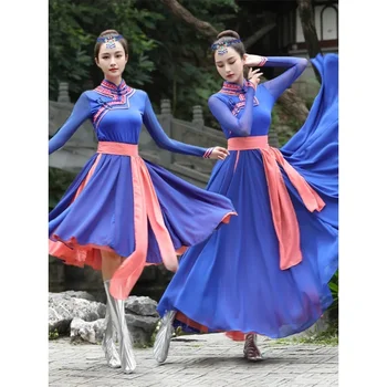 Монгольский костюм Фестивальная одежда Тибетский наряд Этнические Длинные юбки Монгольский костюм Традиционная Древняя народная Сценическая танцевальная одежда