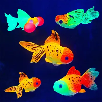 Золотая рыбка в океане, светящаяся в темноте, Аквариум, Подводные украшения, Имитация искусственных рыб, Пейзаж аквариума