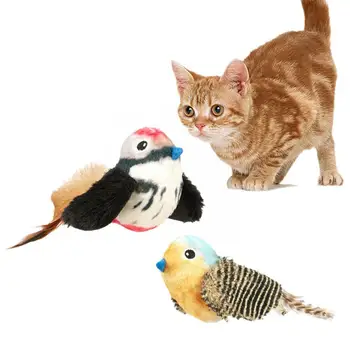 Игрушка для кошек Имитация птицы Дизайн Натуральный материал перьев Вокал Удобные Мягкие подарки для птиц Плюшевые игрушки Cat Pet T8Y4