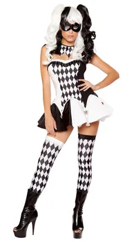 Женский костюм клоуна на Хэллоуин, Крученая сексуальная цирковая кукла Харли, наряд Harley Jester Quinn Cospaly, Маскарадный костюм