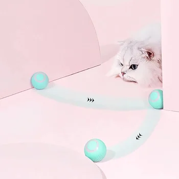 2022 Новые автоматические умные игрушки для кошек, мяч, Интерактивный USB Перезаряжаемый, самовращающийся, красочные светодиодные колокольчики из перьев, игрушки для кошек, котенок