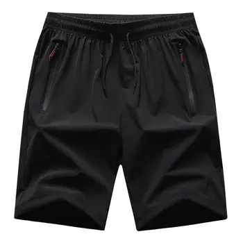 Летние шорты Ice Silk, мужские тонкие Спортивные быстросохнущие брюки с пятью точками для отдыха, Свободные пляжные брюки большого размера, мужские брюки большого размера