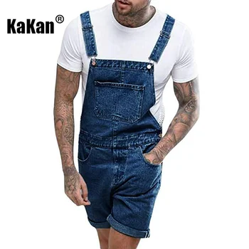 Kakan - Европейские и американские новые винтажные мужские джинсовые шорты с перфорацией, цельные джинсы для спецодежды на ремешках K34-209