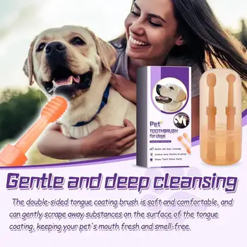 новый набор зубных щеток для собак, зубная щетка для щенков Легко очищает пятна на зубах, не повреждая десны, силиконовая зубная щетка для кошек и средство для чистки языка