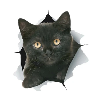 15-сантиметровая забавная наклейка на автомобиль с милым черным котенком и кошкой, водонепроницаемые и солнцезащитные автодекоры на бампере заднего стекла