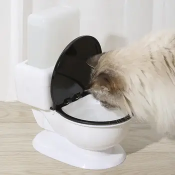Дозатор питьевой воды для домашних животных с сифонной конструкцией Автоматический дозатор воды для кошачьего туалета Поилка с пылезащитной крышкой для удобства