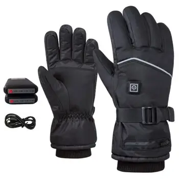 Перчатки с подогревом для зимнего велоспорта Перчатки с подогревом 7,4 В Электрические перчатки Перчатки с сенсорным экраном и 3 режимами нагрева Водонепроницаемые