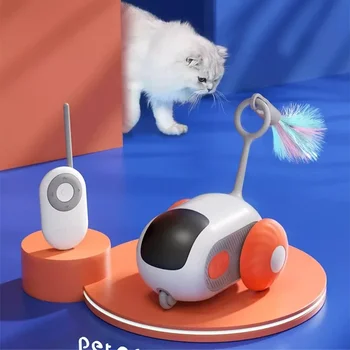 Умные USB-игрушки для кошек, активная машинка на колесиках со сменной интерактивной игрушкой для погони за кошкой, USB-зарядка, принадлежности для котенка в помещении 고양이