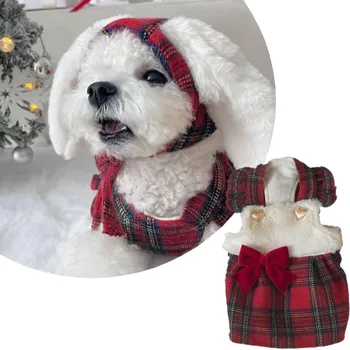 Рождественский комплект из двух предметов, теплая одежда для собак, зимний свитер малого и среднего размера, одежда для домашних животных, вязаный костюм