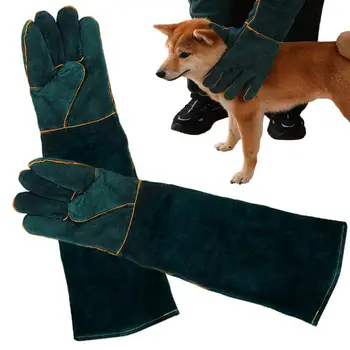 Перчатки для работы с домашними животными, устойчивые к укусам, Многофункциональные кожаные защитные перчатки против царапин, принадлежности для работы с животными против шипов