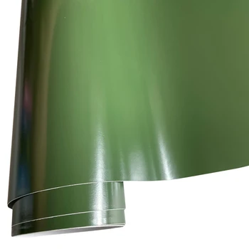 Армейский Зеленый Глянцевый Виниловый Рулон пленки для обертывания автомобиля с выпуском воздуха, наклейки DIY, отличительные знаки