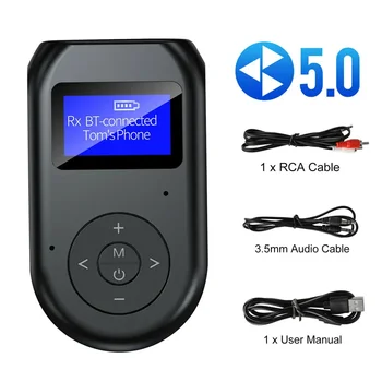 BT11 ЖК-дисплей Bluetooth 5.0 Приемник аудиопередатчика EDR 3,5 мм Разъем AUX USB Беспроводной адаптер BT-11 для автомобильных ПК, наушников для телевизора