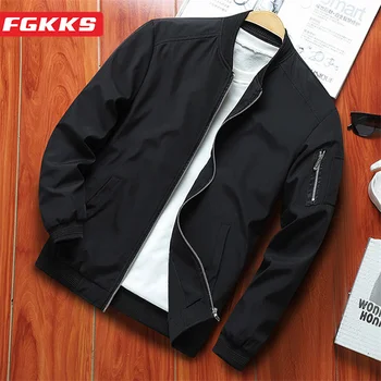 FGKKS 2023 Уличная Повседневная куртка для мужчин, однотонный Модный жакет-кардиган, высококачественный дизайн, хит продаж, куртка для мужчин