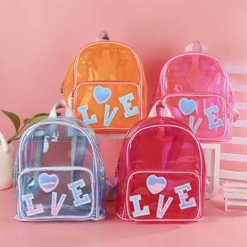 Прозрачный рюкзак из ПВХ ярких цветов, английский Модный школьный ранец для начальной школы, модный детский рюкзак для отдыха