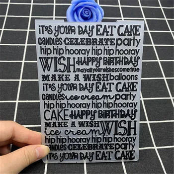 Английский алфавит с днем рождения торт прозрачная складная доска для тиснения DIY работы ручной работы фон форма для тиснения